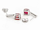 Red Lab Created Ruby Rhodium Over Sterling Silver Earrings 4.70ctw