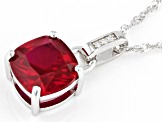 Red Lab Created Ruby Rhodium Over Sterling Silver Pendant with Chain 4.69ctw