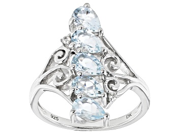 Picture of Aquamarine Rhodium Over Sterling Silver Ring 1.43ctw