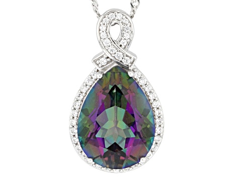 Multicolor Quartz Rhodium Over Sterling Silver Pendant With Chain 6.97ctw