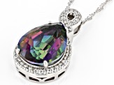 Multicolor Quartz Rhodium Over Sterling Silver Pendant With Chain 6.97ctw