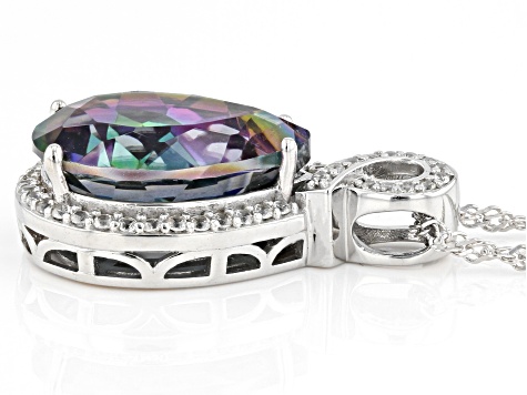 Multicolor Quartz Rhodium Over Sterling Silver Pendant With Chain 6.97ctw