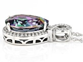 Multicolor Quartz Rhodium Over Sterling Silver Pendant With Chain 6.97ctw