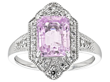 Picture of Pink Kunzite Rhodium Over Sterling Silver Ring 2.87ctw