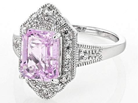 Pink Kunzite Rhodium Over Sterling Silver Ring 2.87ctw - OOH074 