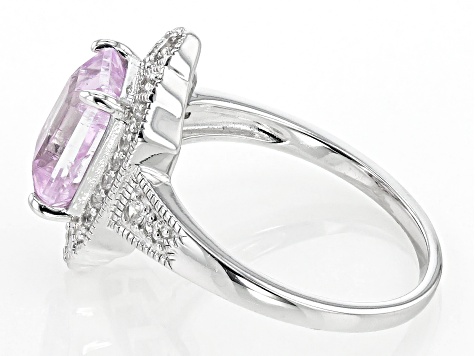 Pink Kunzite Rhodium Over Sterling Silver Ring 2.87ctw