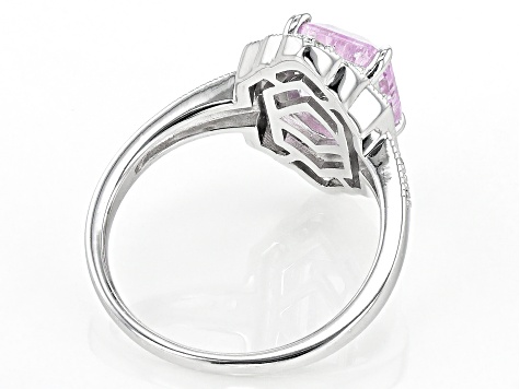 Pink Kunzite Rhodium Over Sterling Silver Ring 2.87ctw - OOH074 