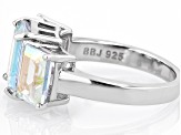 Multi Color Topaz Rhodium Over Sterling Silver 3-Stone Ring 6.88ctw