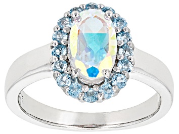 Picture of Multi Color Topaz Rhodium Over Sterling Silver Ring 3.09ctw