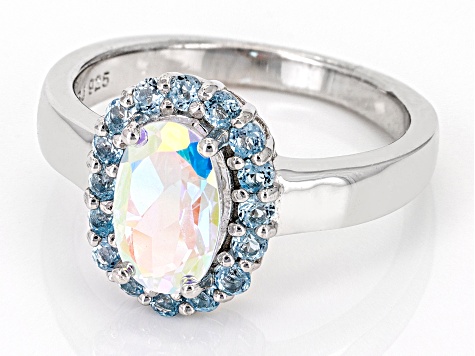 Multi Color Topaz Rhodium Over Sterling Silver Ring 3.09ctw