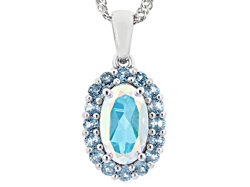 Picture of Multi Color Topaz Rhodium Over Silver Pendant With Chain 2.39ctw