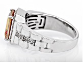 Multicolor Quartz Rhodium Over Sterling Silver Men's Ring 2.97ctw