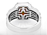 Multicolor Quartz Rhodium Over Sterling Silver Men's Ring 2.97ctw