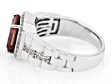 Red Labradorite Rhodium Over Sterling Silver Men's Ring