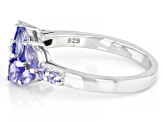 Blue Tanzanite Rhodium Over Sterling Silver Ring 1.36ctw