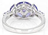 Blue Tanzanite Rhodium Over Sterling Silver Ring 1.36ctw