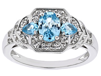 Picture of Blue Zircon Rhodium Over Sterling Silver Ring 1.53ctw
