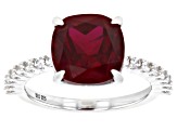 Red Lab Created Ruby Rhodium Over Sterling Silver Ring 5.60ctw