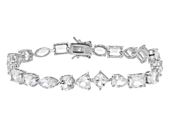 Picture of White Lab Created Sapphire Rhodium Over Sterling Silver Bracelet 26.47ctw