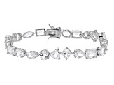 White Lab Created Sapphire Rhodium Over Sterling Silver Bracelet 26.47ctw