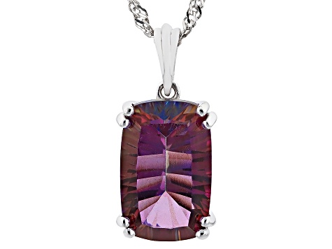 Pink Hawaiian Skies™ Quartz Rhodium Over Silver Solitaire Pendant With Chain 5.10ct