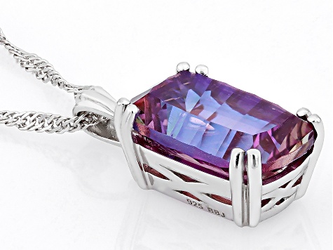 Pink Hawaiian Skies™ Quartz Rhodium Over Silver Solitaire Pendant With Chain 5.10ct