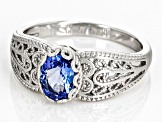 Blue Tanzanite Rhodium Over Sterling Silver Solitaire Ring 0.65ct