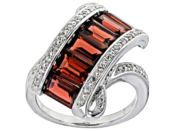 Picture of Red Garnet Rhodium Over Sterling Silver Ring 4.70ctw