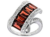 Red Garnet Rhodium Over Sterling Silver Ring 4.70ctw