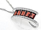 Red Garnet Rhodium Over Sterling Silver Pendant With Chain 3.87ctw