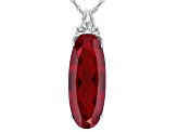 Red Lab Created Ruby Rhodium Over Sterling Silver Solitaire Pendant With Chain 32.44ct