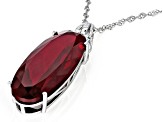Red Lab Created Ruby Rhodium Over Sterling Silver Solitaire Pendant With Chain 32.44ct
