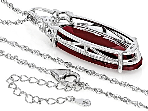 Red Lab Created Ruby Rhodium Over Sterling Silver Solitaire Pendant With Chain 32.44ct