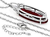 Red Lab Created Ruby Rhodium Over Sterling Silver Solitaire Pendant With Chain 32.44ct