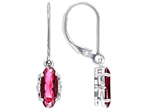 Red Lab Created Ruby Rhodium Over Sterling Silver Solitaire Dangle Earrings 1.39ctw