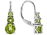 Green Peridot Rhodium Over Sterling Silver Earrings 2.38ctw