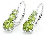Green Peridot Rhodium Over Sterling Silver Earrings 2.38ctw