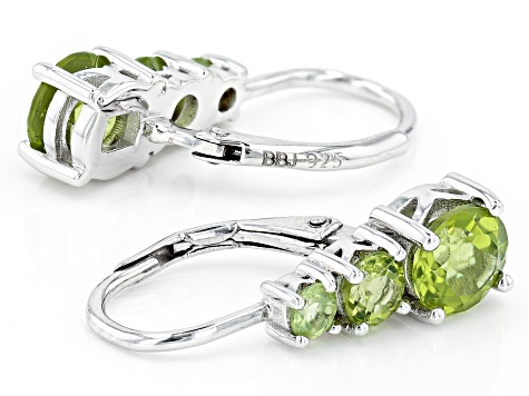 Green Peridot Rhodium Over Sterling Silver Earrings 2.38ctw