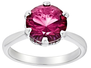 Pink Topaz Rhodium Over Sterling Silver Solitaire Ring 3.76ct