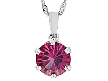 Picture of Pink Topaz Rhodium Over Sterling Silver Solitaire Pendant With Chain 3.76ct