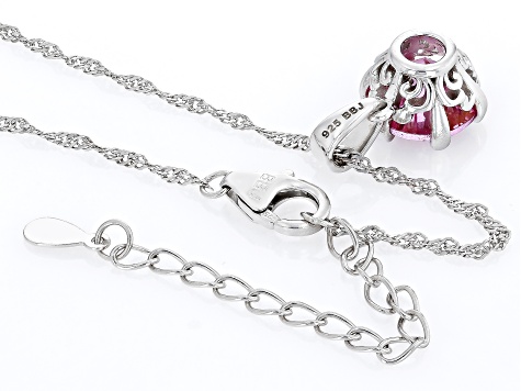 Pink Topaz Rhodium Over Sterling Silver Solitaire Pendant With Chain 3.76ct