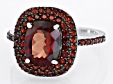 Red Labradorite Rhodium Over Sterling Silver Ring 3.18ctw