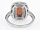 Red Labradorite Rhodium Over Sterling Silver Ring 3.18ctw