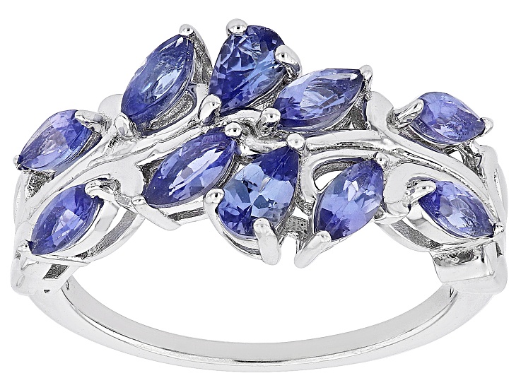 Blue Tanzanite Rhodium Over Sterling Silver Ring 1.44ctw