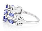 Blue Tanzanite Rhodium Over Sterling Silver Ring 1.44ctw