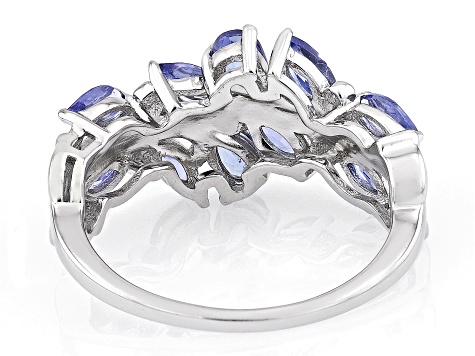 Blue Tanzanite Rhodium Over Sterling Silver Ring 1.44ctw - OOH113 