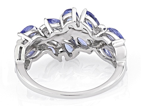 Blue Tanzanite Rhodium Over Sterling Silver Ring 1.44ctw