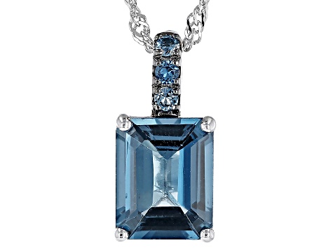 London Blue Topaz Black Rhodium Over Silver Pendant With Chain 3.53ctw ...