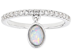 Multicolor Ethiopian Opal Rhodium Over Sterling Silver Ring 0.66ctw