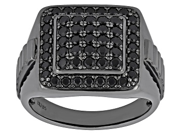 Picture of Black Spinel Black Rhodium Over Sterling Silver Men's Ring 1.78ctw